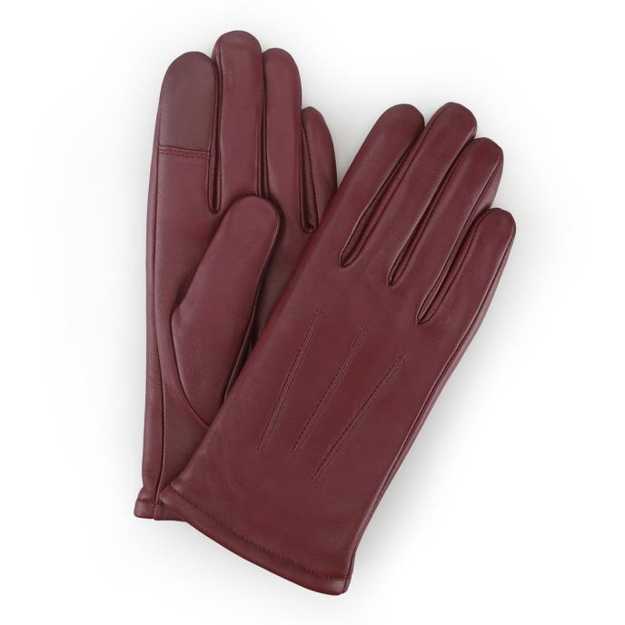 Isotoner® Ladies Three Point Leather Glove Burgundy Extra Image 1